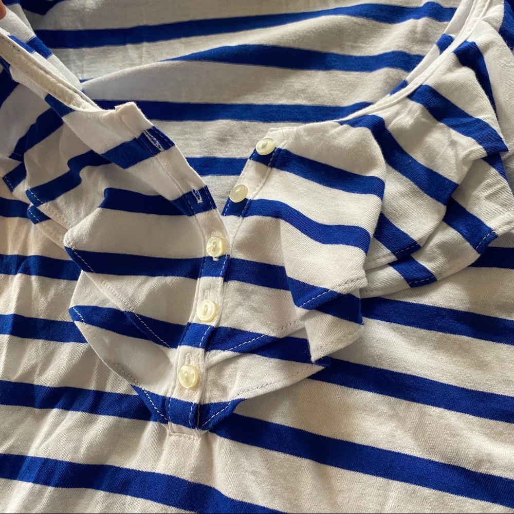 041. NWT Ralph Lauren Stripe Ruffle Button Top - Picture 6 of 10